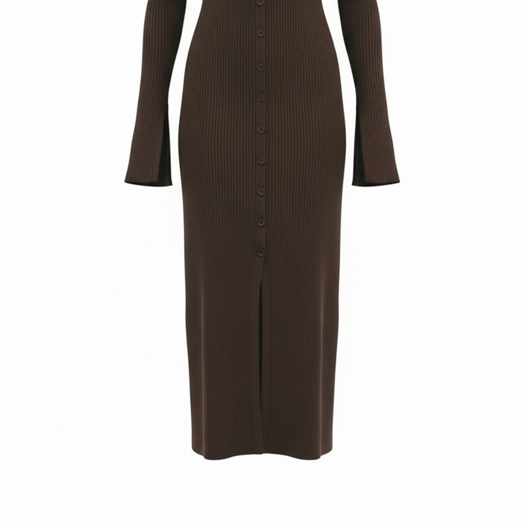 Single-breasted Knit Midi Dress