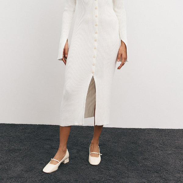 Single-breasted Knit Midi Dress
