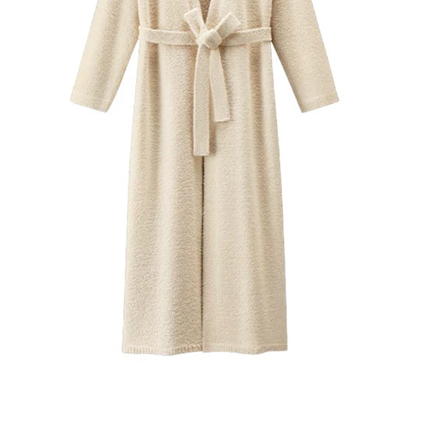 Fluffy Fleece 3-Piece Loungewear Set – Cozy Robe, Top & Pants