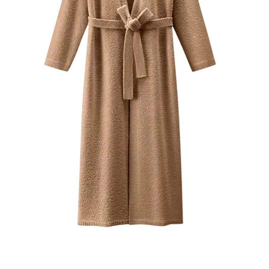 Fluffy Fleece 3-Piece Loungewear Set – Cozy Robe, Top & Pants