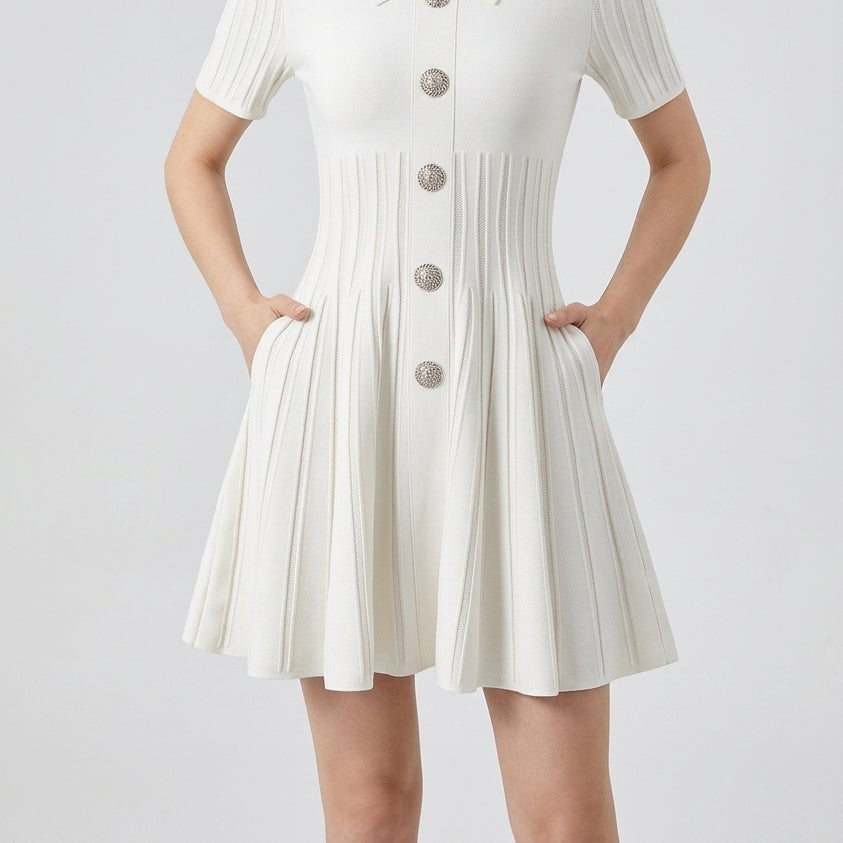 Waist-Cinching Knit Mini Dress