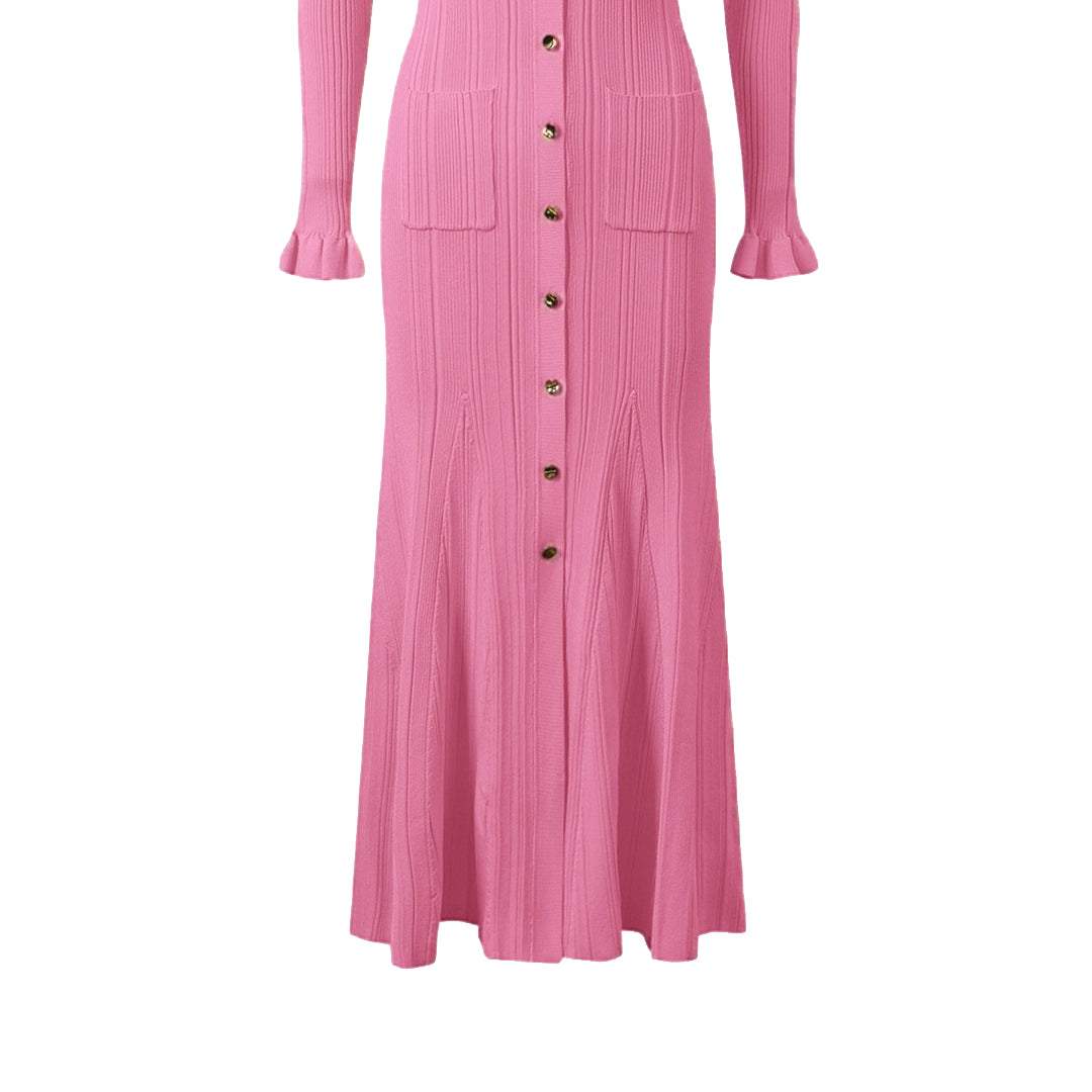 Pocket Ribbed Knit Midi Dress