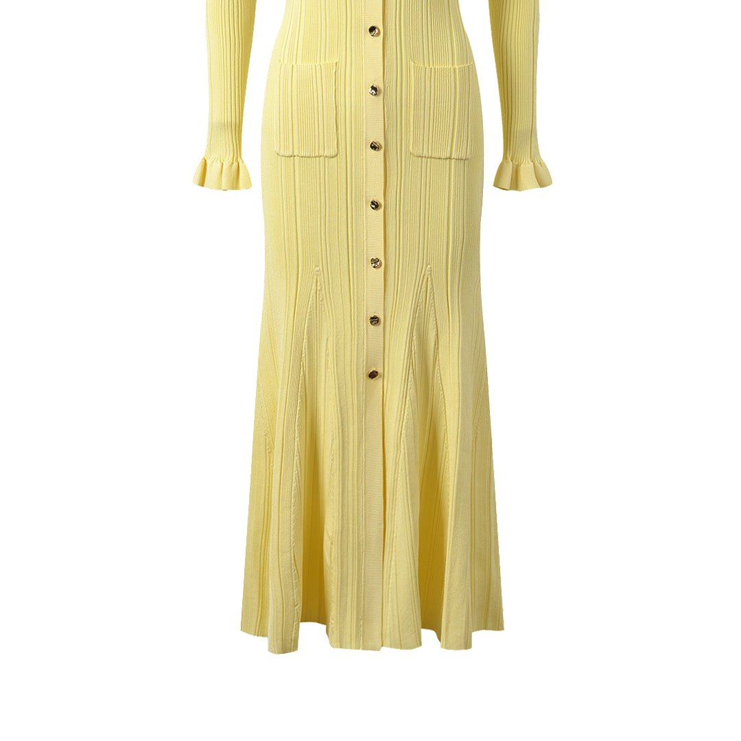 Pocket Ribbed Knit Midi Dress