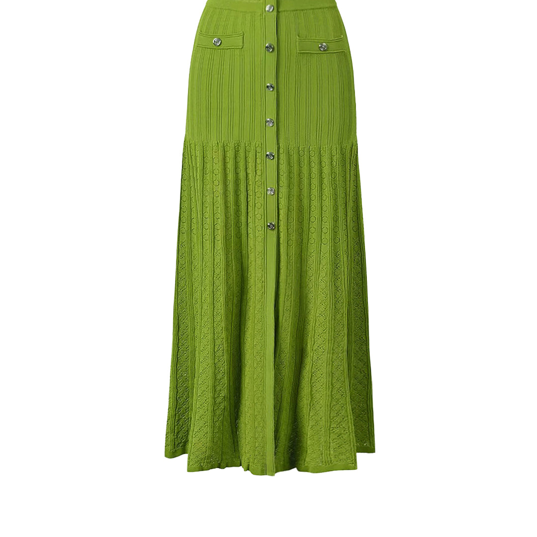 Hollow Out Metal Trim Knit Midi Dress