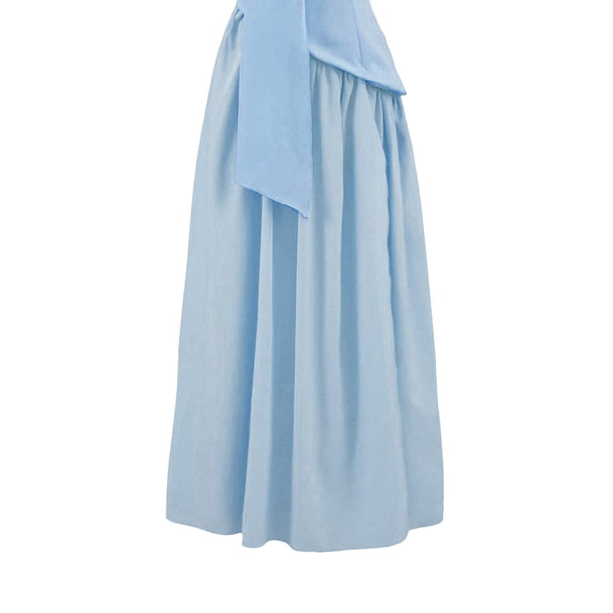 Moon 45 Baby Blue / XS Adjustable Strapless Mesh Patchwork Dress