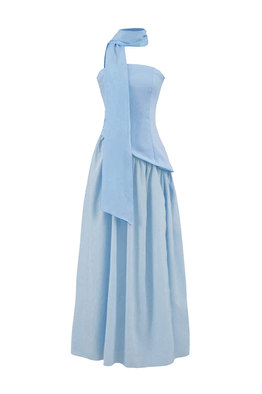 Moon 45 Baby Blue / XS Adjustable Strapless Mesh Patchwork Dress