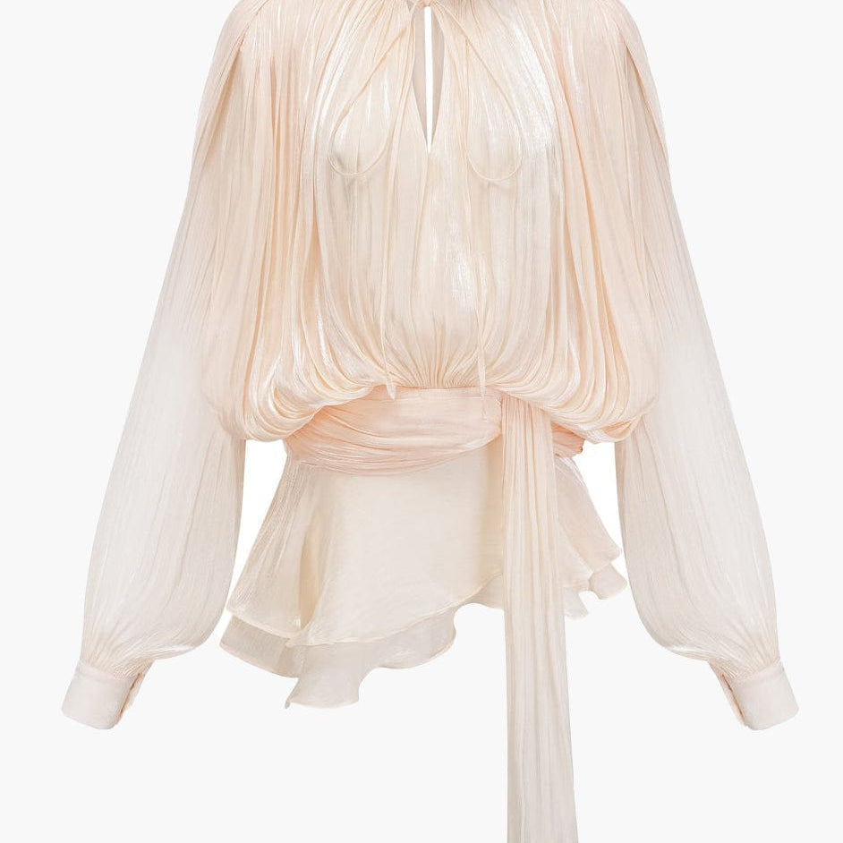 Moon 45 Beige / S Fully-pleated Ruffled Mini Dress