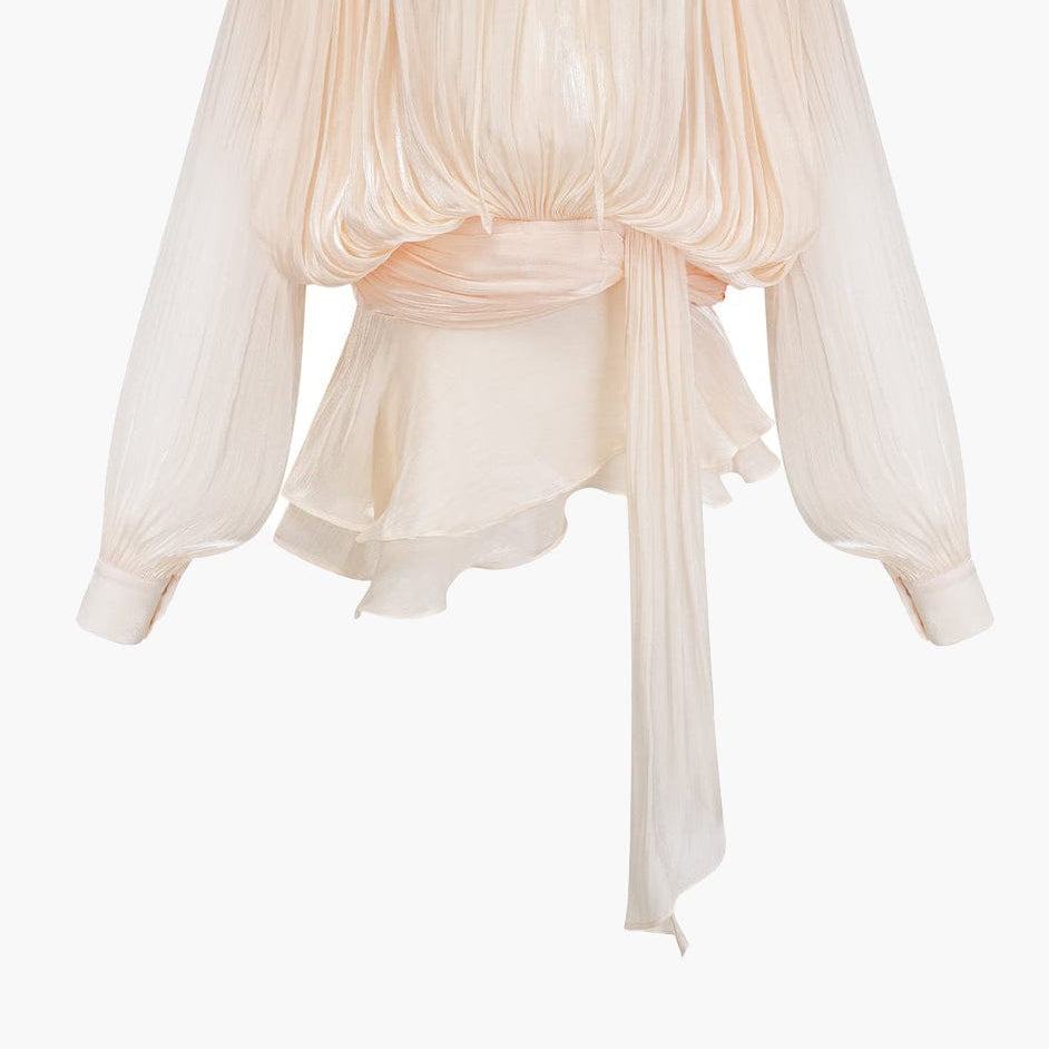 Moon 45 Beige / S Fully-pleated Ruffled Mini Dress