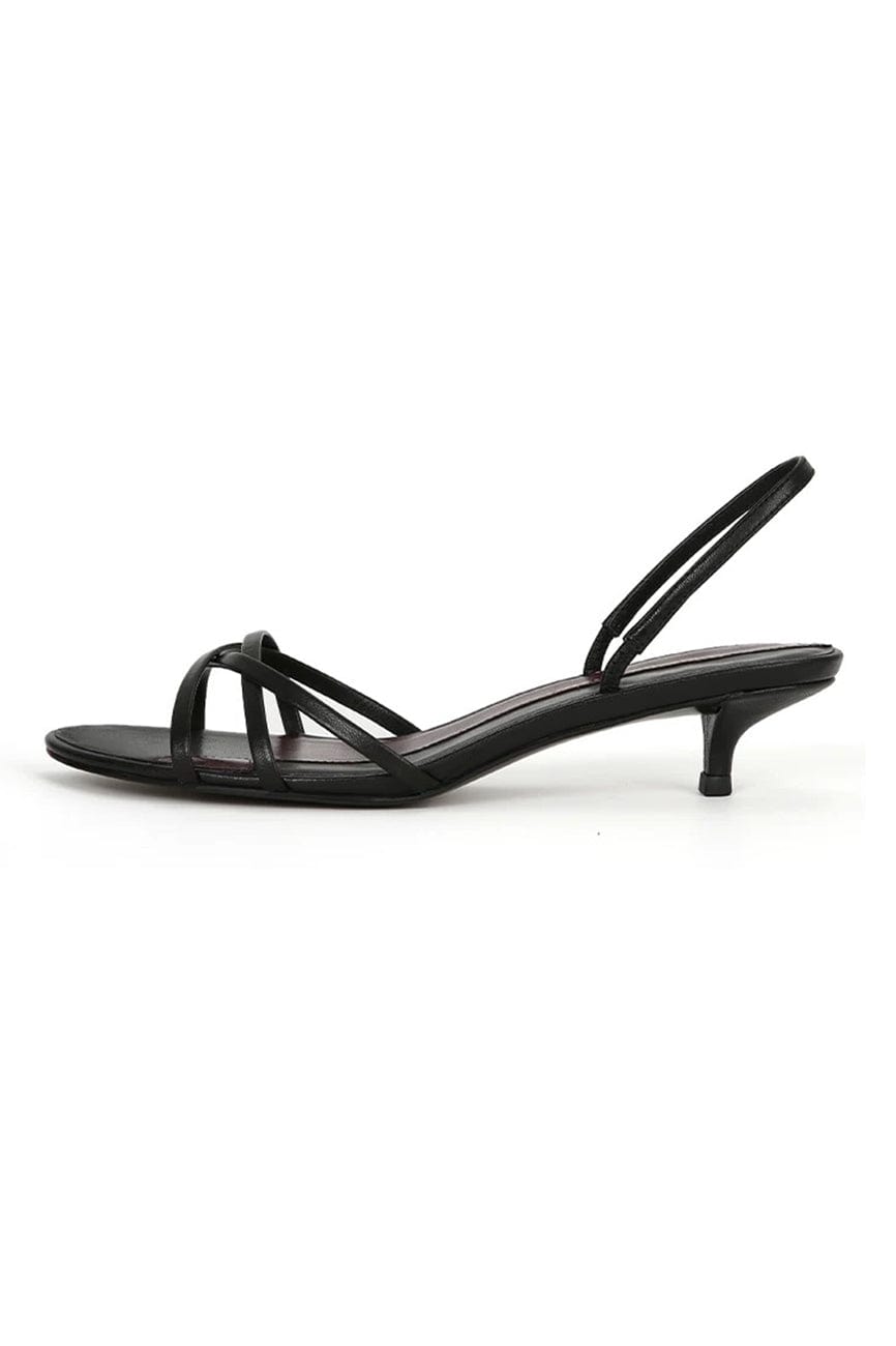 Moon 45 BLACK / 36 French Style Low-Heel Lambskin Sandals