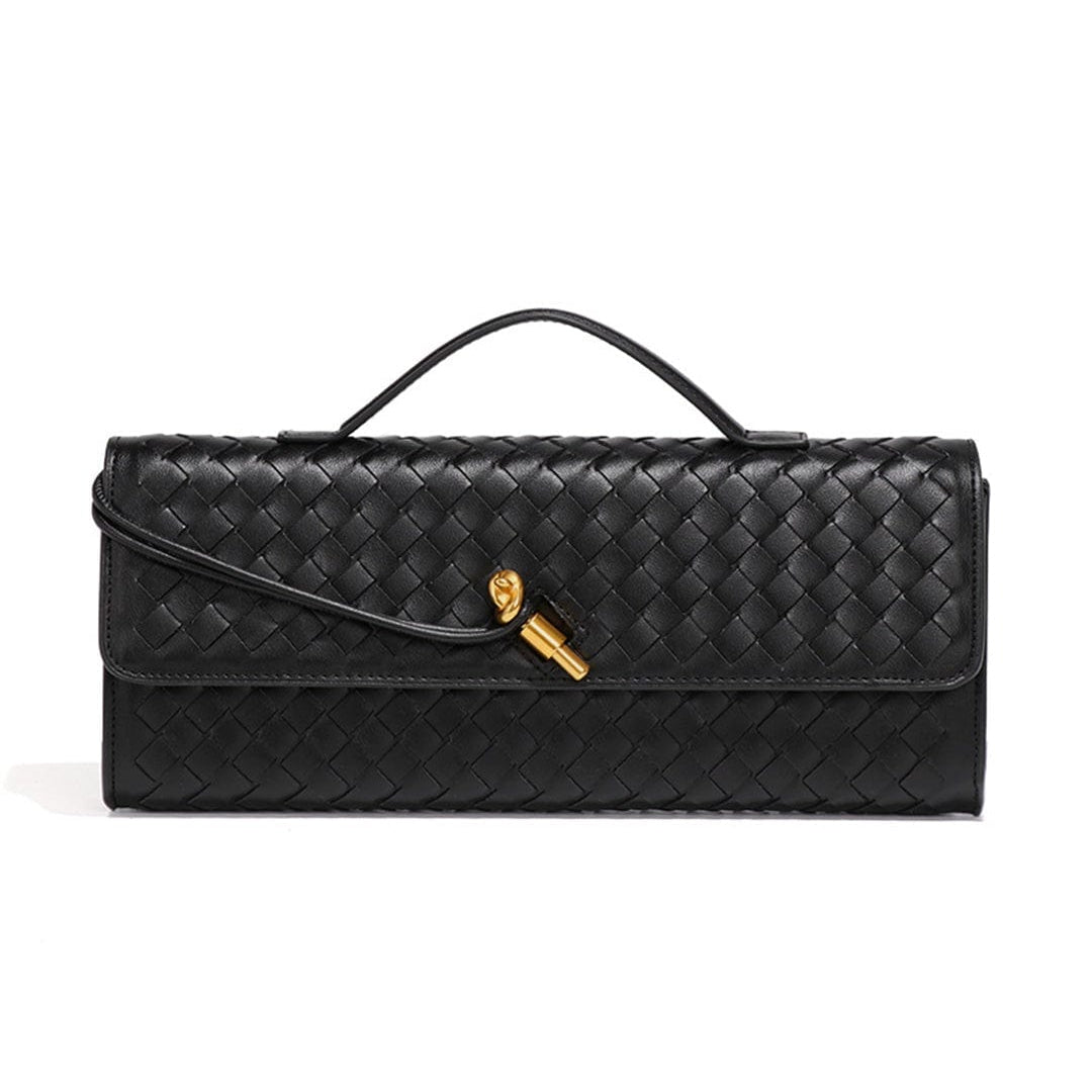 Moon 45 BLACK / One Size Two Way Woven Flap Clutch Shoulder Bag