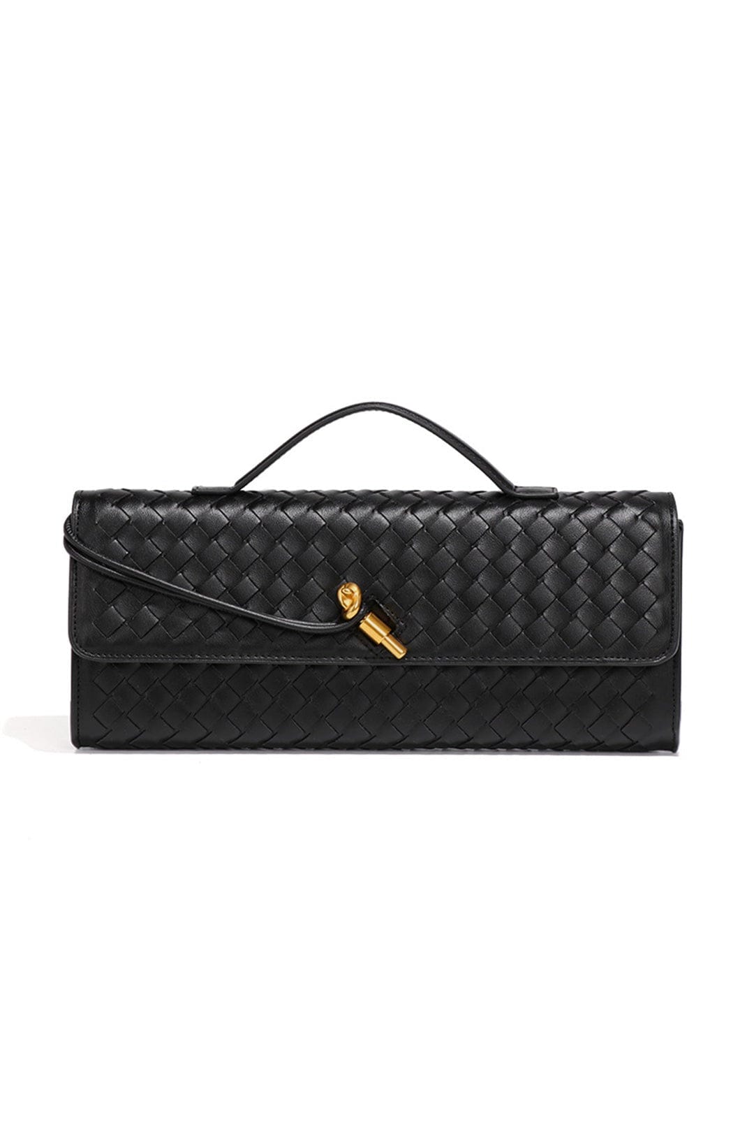 Moon 45 BLACK / One Size Two Way Woven Flap Clutch Shoulder Bag