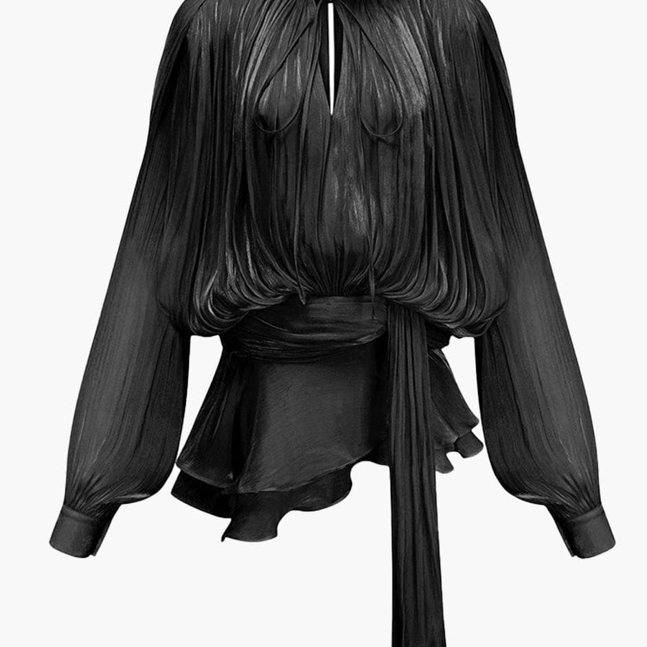 Moon 45 Black / S Fully-pleated Ruffled Mini Dress