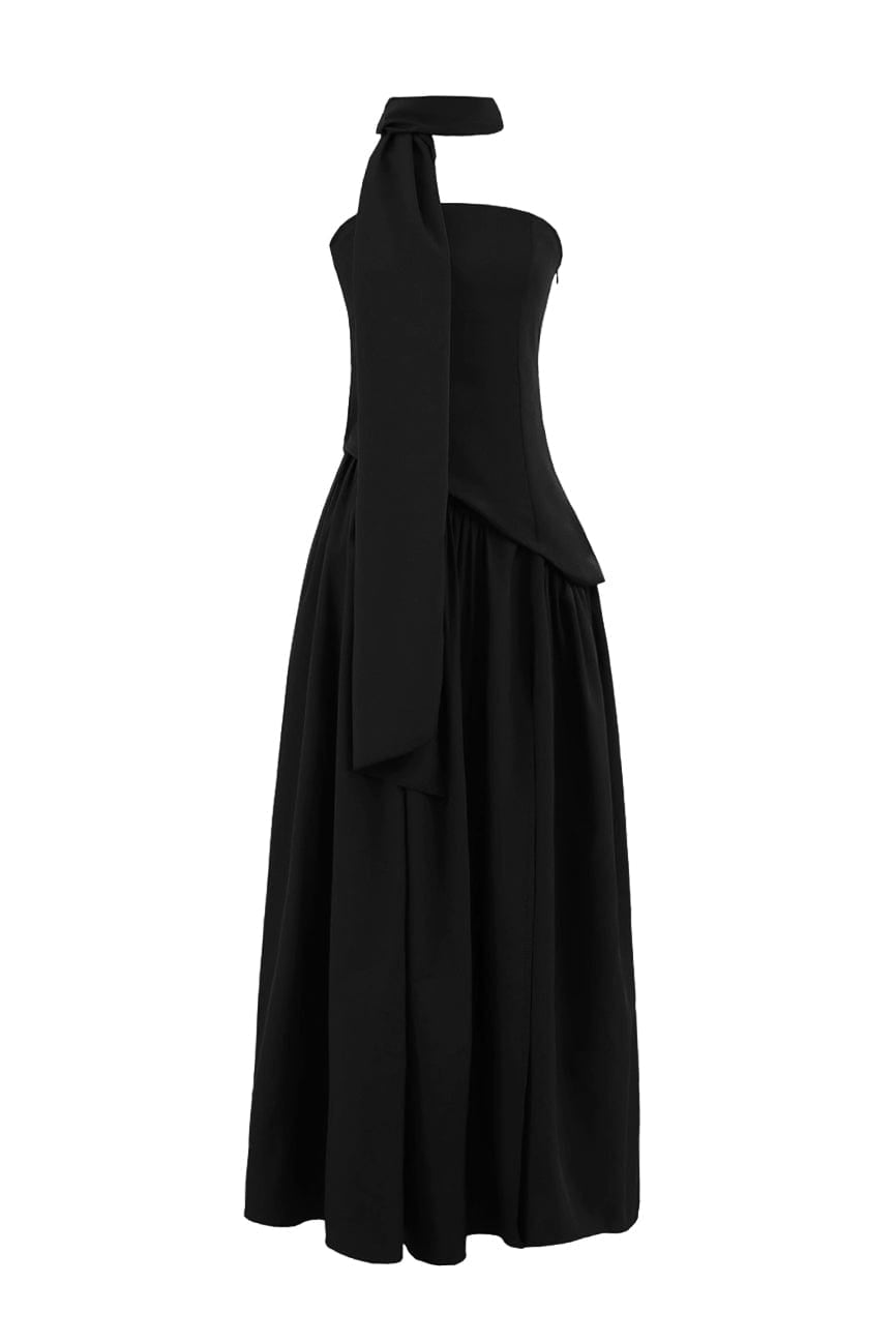 Moon 45 Black / XS Adjustable Strapless Mesh Patchwork Dress