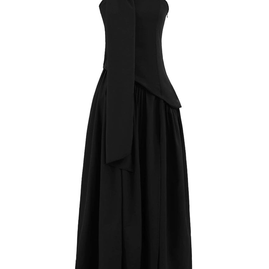 Moon 45 Black / XS Adjustable Strapless Mesh Patchwork Dress