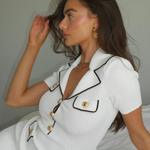 Moon 45 Blazer-Style Lapel Knitted Dress