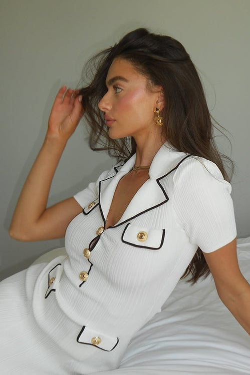 Moon 45 Blazer-Style Lapel Knitted Dress