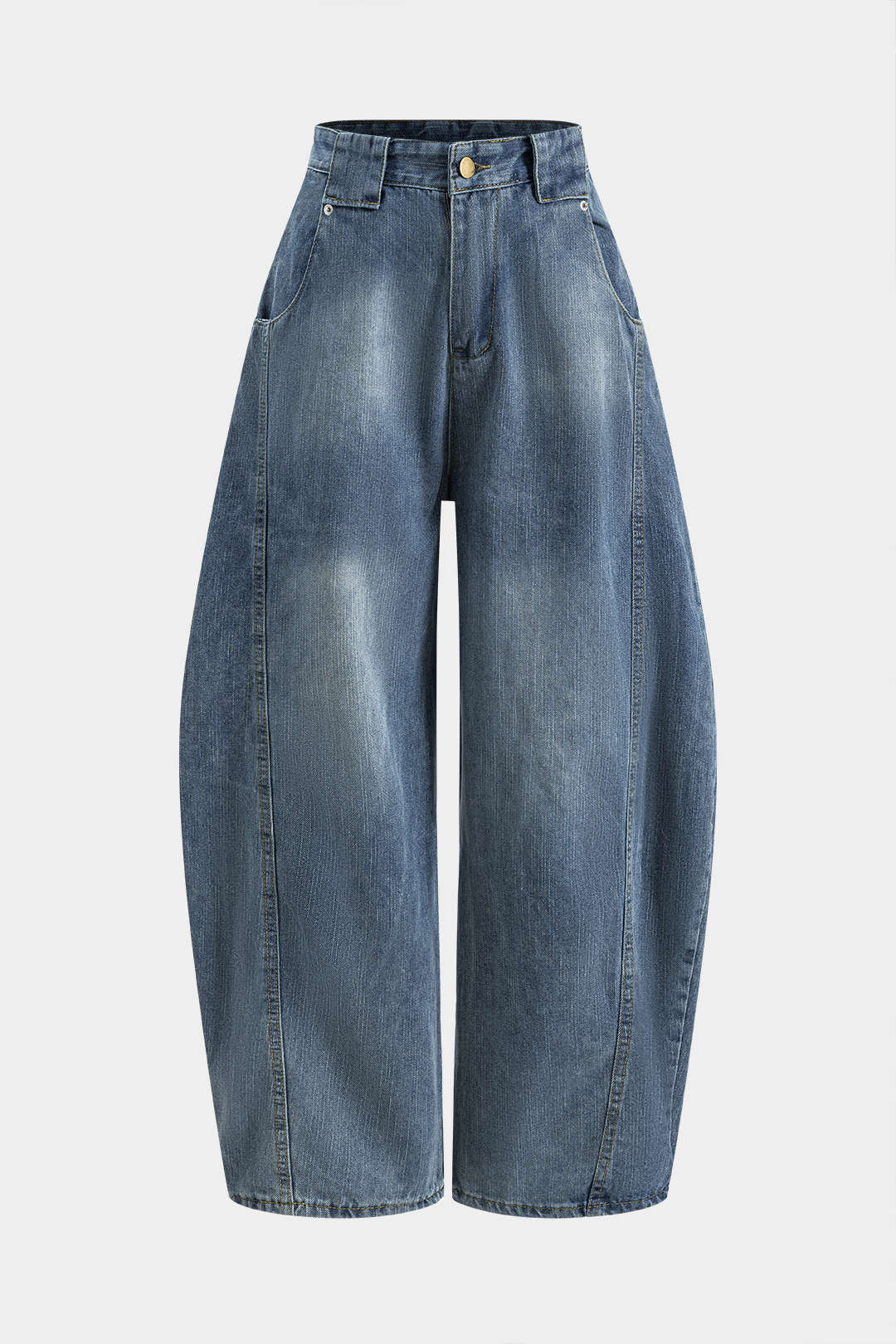 Moon 45 Blue / S Denim Wide Leg Barrel Jeans