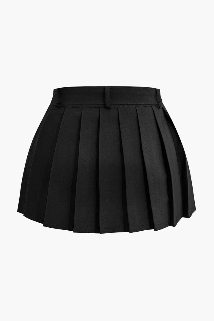 Moon 45 Buckle Pleated Mini Skirt