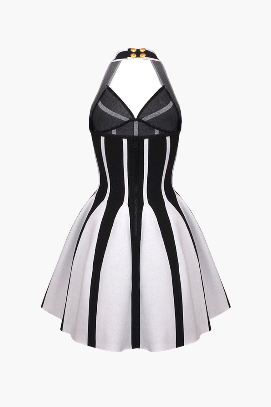 Moon 45 Contrast Knitted Halter Dress