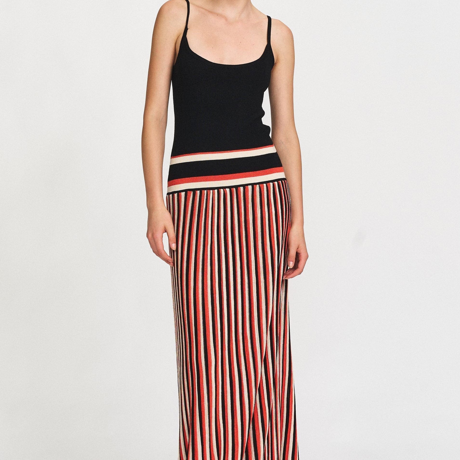 Moon 45 Dark Blue / S Striped Knit Maxi Dress
