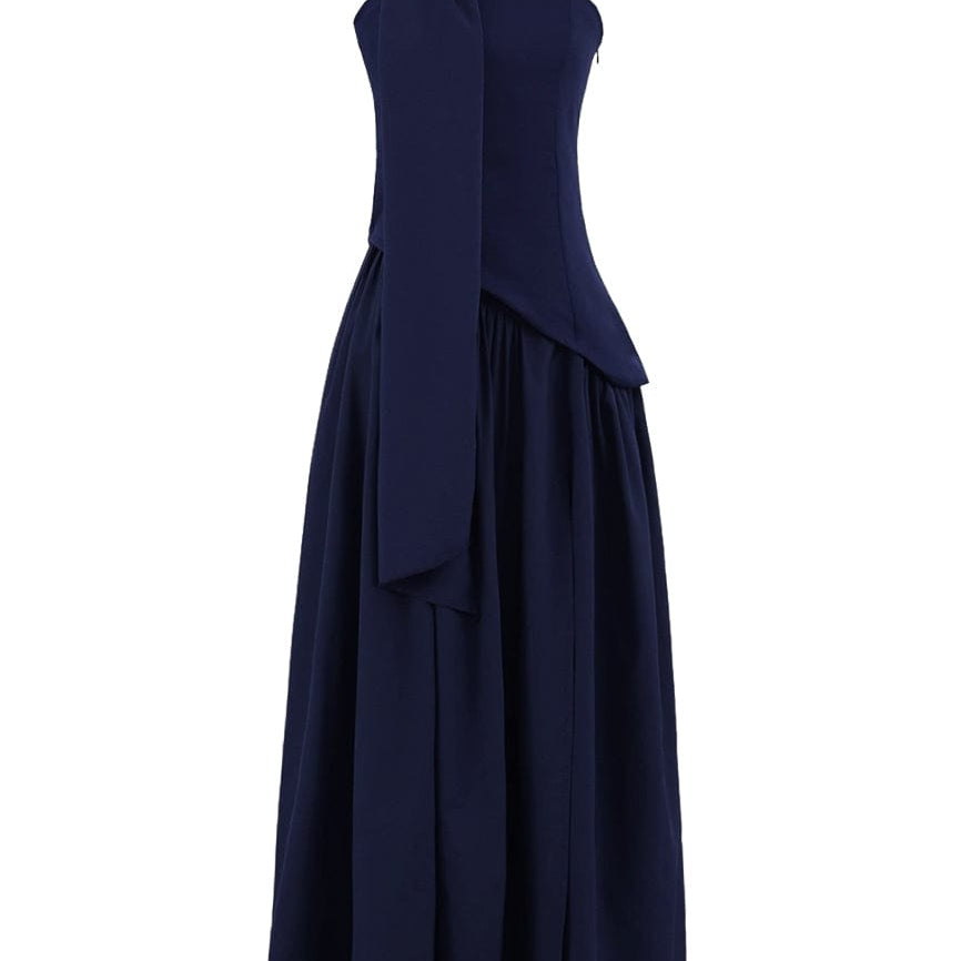 Moon 45 Dark Blue / XS Adjustable Strapless Mesh Patchwork Dress