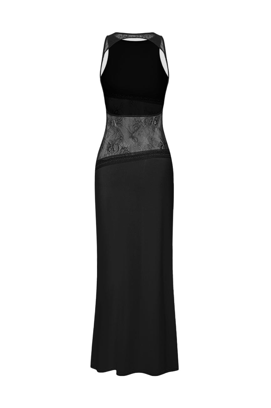 Moon 45 Elegant Sheer Maxi Dress with Frosted Lace
