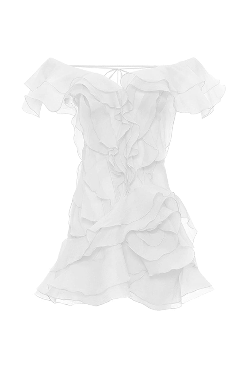 Moon 45 Floral Off-the-Shoulder Ruffled Mini Dress