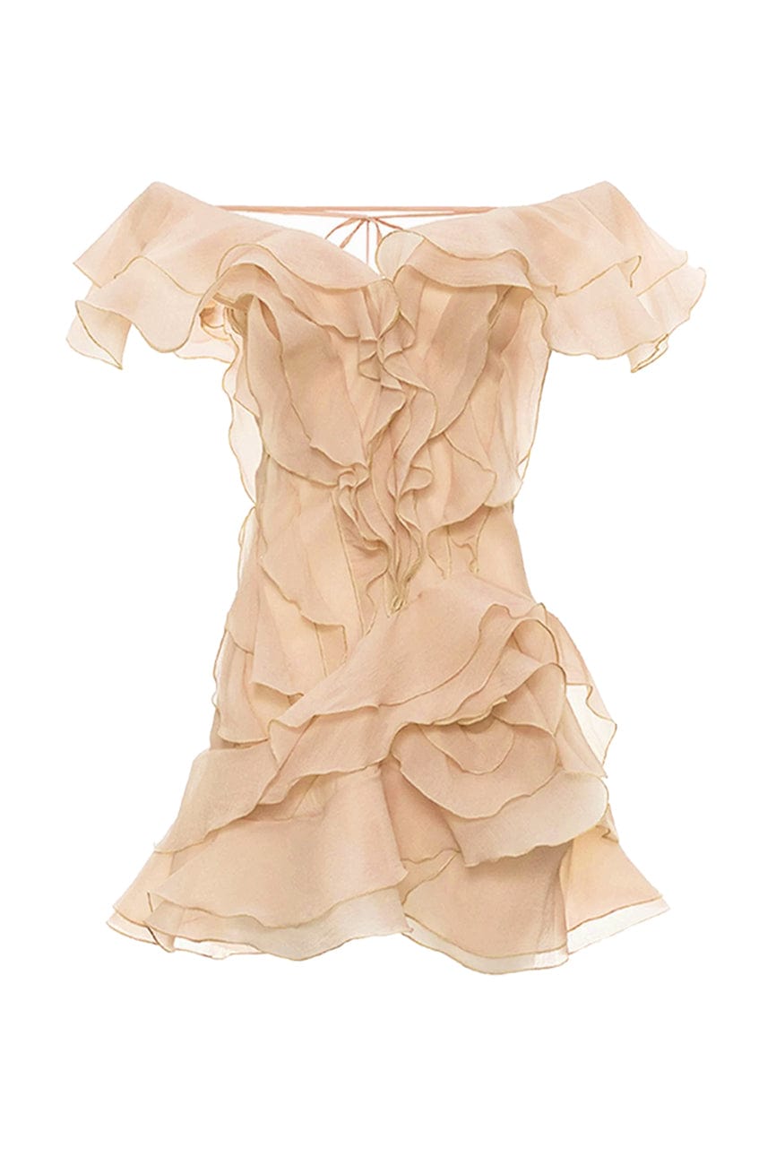 Moon 45 Floral Off-the-Shoulder Ruffled Mini Dress