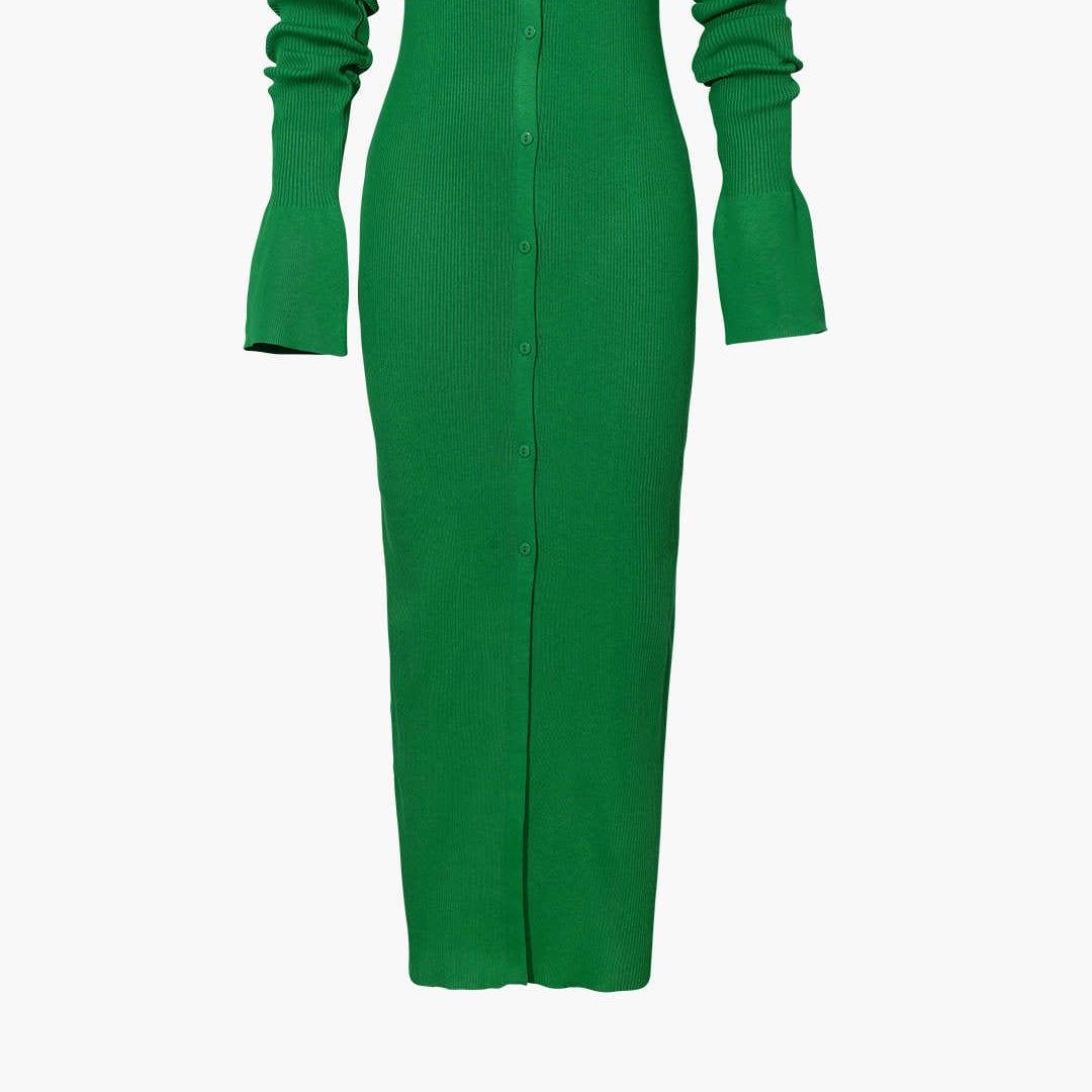 Moon 45 FOREST / XS Shell Sleeve Ribbed Maxi Dress