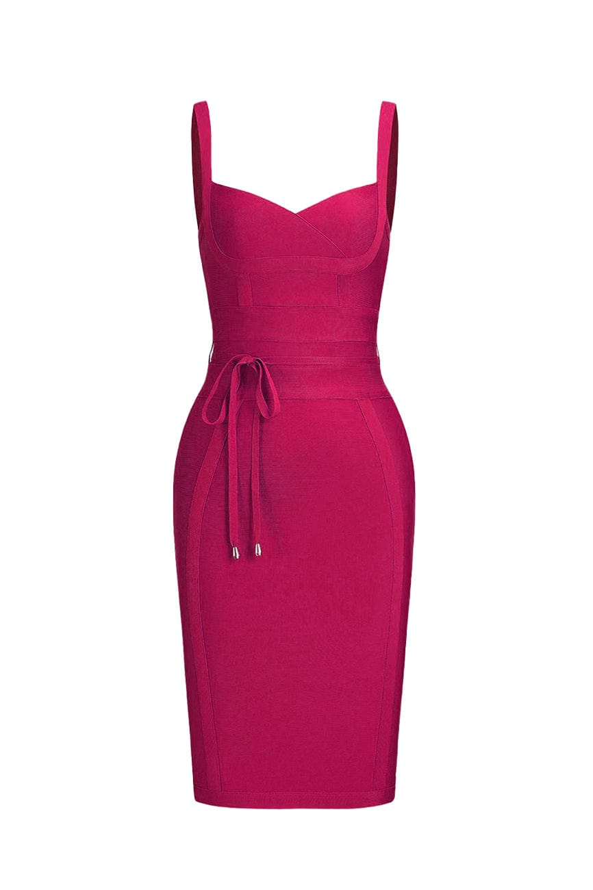 Moon 45 Fuchsia Bandage Knit Mide Dress