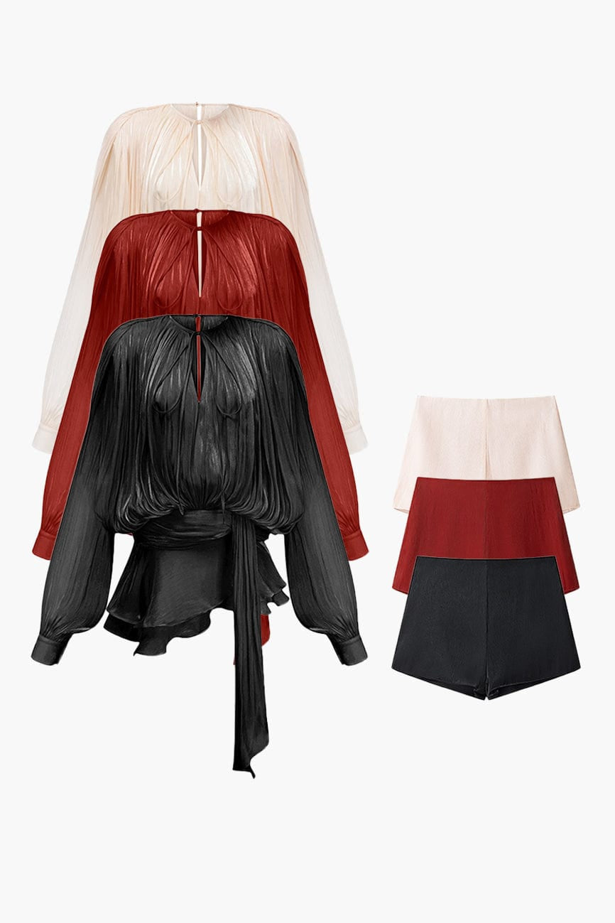 Moon 45 Fully-pleated Ruffled Mini Dress with Short