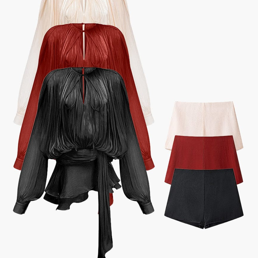 Moon 45 Fully-pleated Ruffled Mini Dress with Short