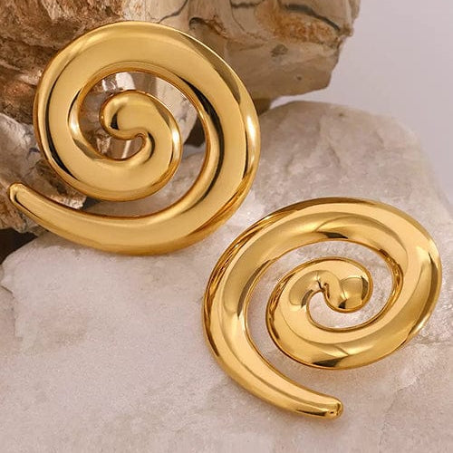 Moon 45 Gold / 3.72cm*3.76cm Threaded Metal Stud Earrings