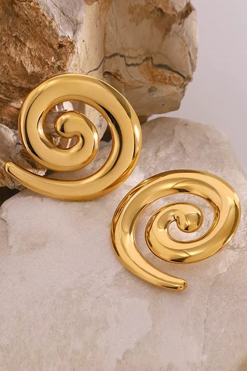 Moon 45 Gold / 3.72cm*3.76cm Threaded Metal Stud Earrings