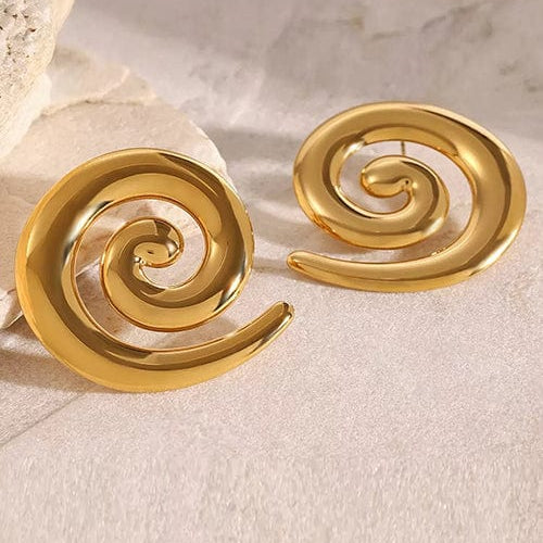 Moon 45 Gold / 3.72cm*3.76cm Threaded Metal Stud Earrings