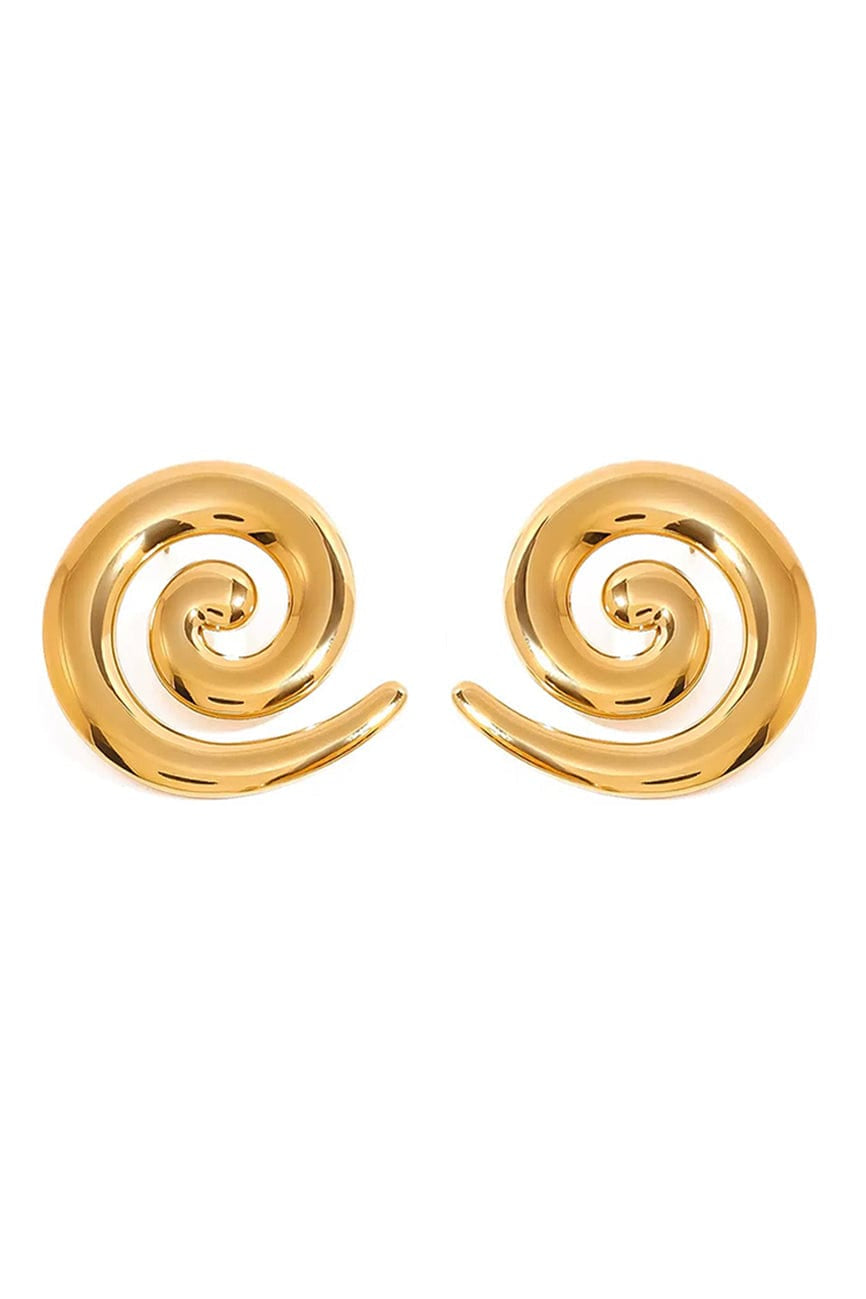 Moon 45 Gold / 3.72cm*3.76cm Threaded Metal Stud Earrings