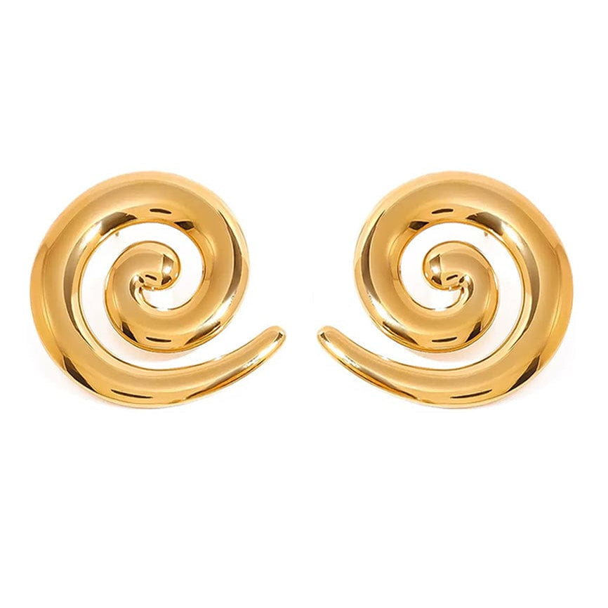 Moon 45 Gold / 3.72cm*3.76cm Threaded Metal Stud Earrings