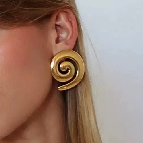 Moon 45 Gold / 3.72cm*3.76cm Threaded Metal Stud Earrings