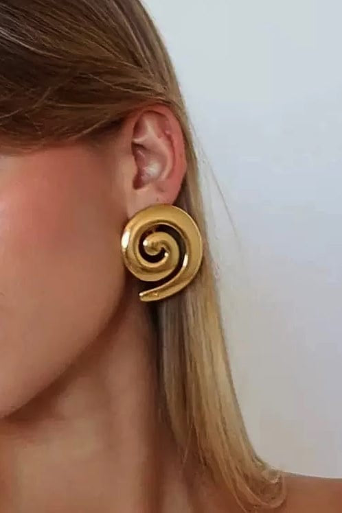 Moon 45 Gold / 3.72cm*3.76cm Threaded Metal Stud Earrings