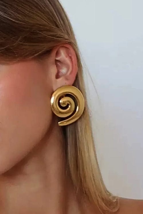 Moon 45 Gold / 3.72cm*3.76cm Threaded Metal Stud Earrings