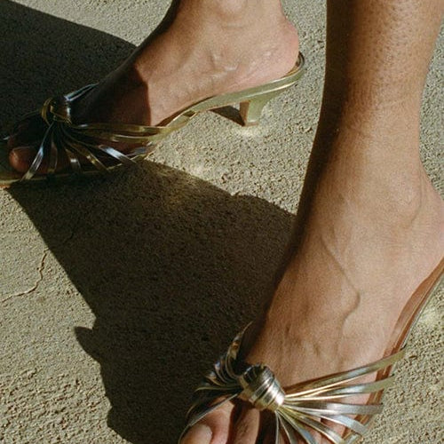 Moon 45 Gold and Silver Knotted French-Style Sandals