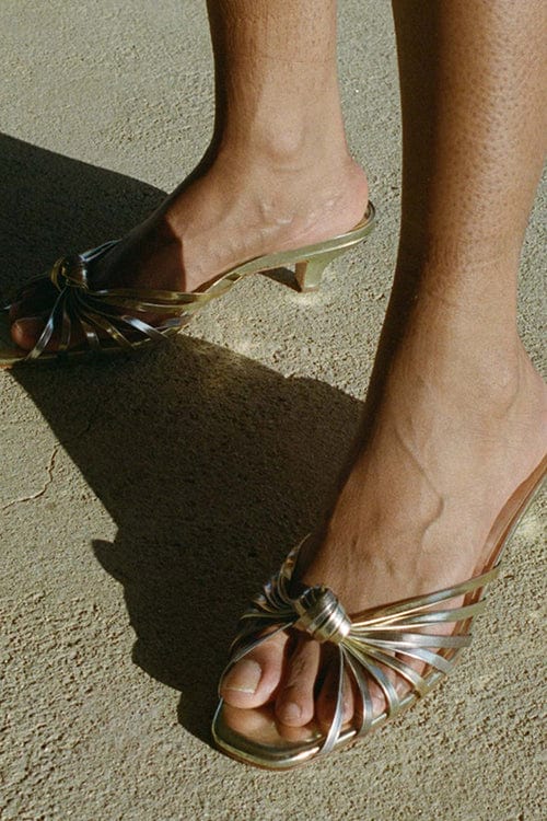 Moon 45 Gold and Silver Knotted French-Style Sandals