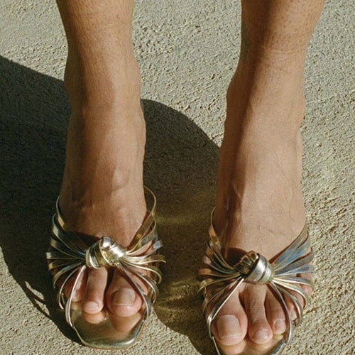 Moon 45 Gold and Silver Knotted French-Style Sandals