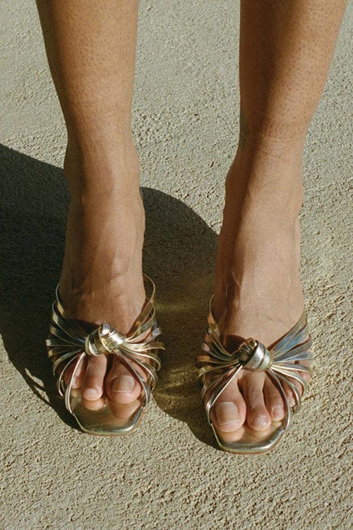 Moon 45 Gold and Silver Knotted French-Style Sandals