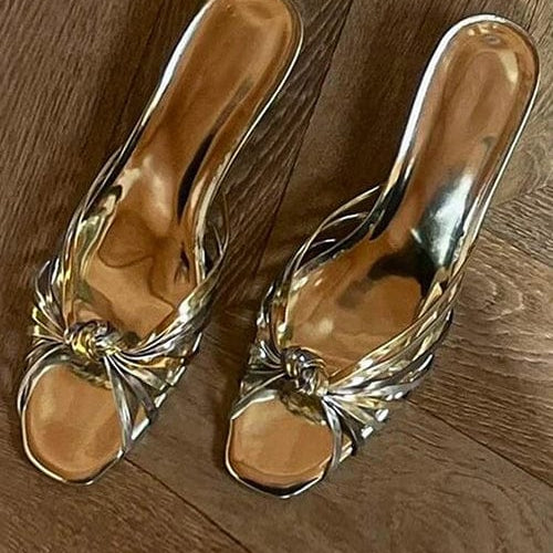 Moon 45 Gold and Silver Knotted French-Style Sandals