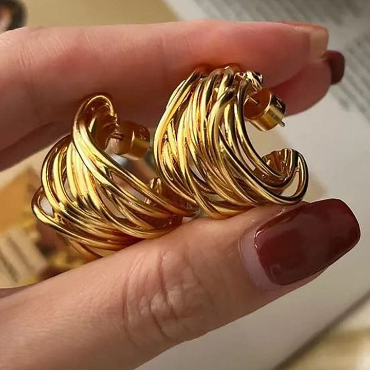 Moon 45 Gold / ONE SIZE Elegant C-Shaped Hoop Earrings
