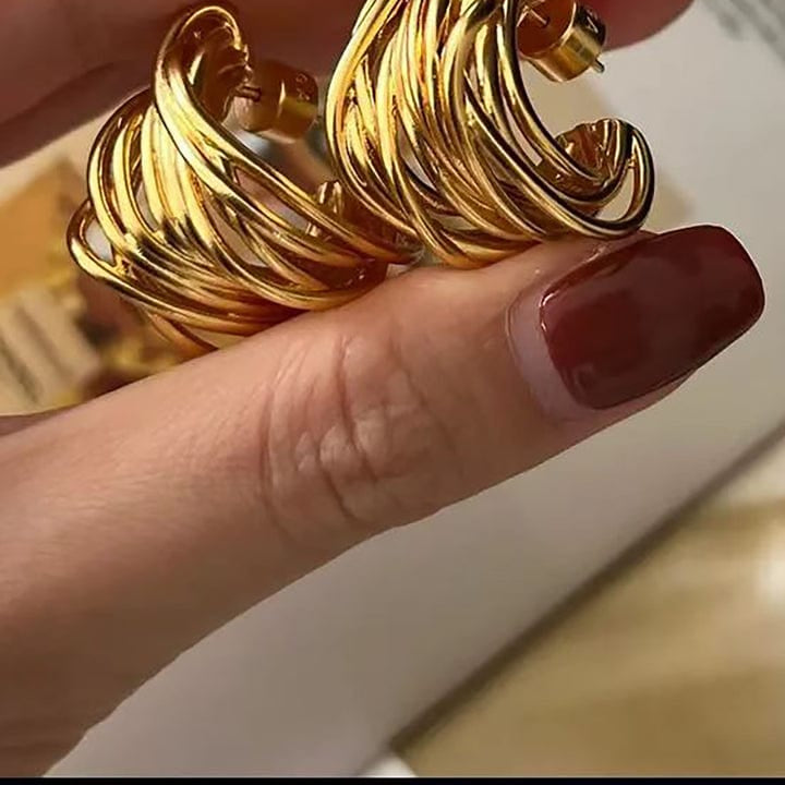 Moon 45 Gold / ONE SIZE Elegant C-Shaped Hoop Earrings