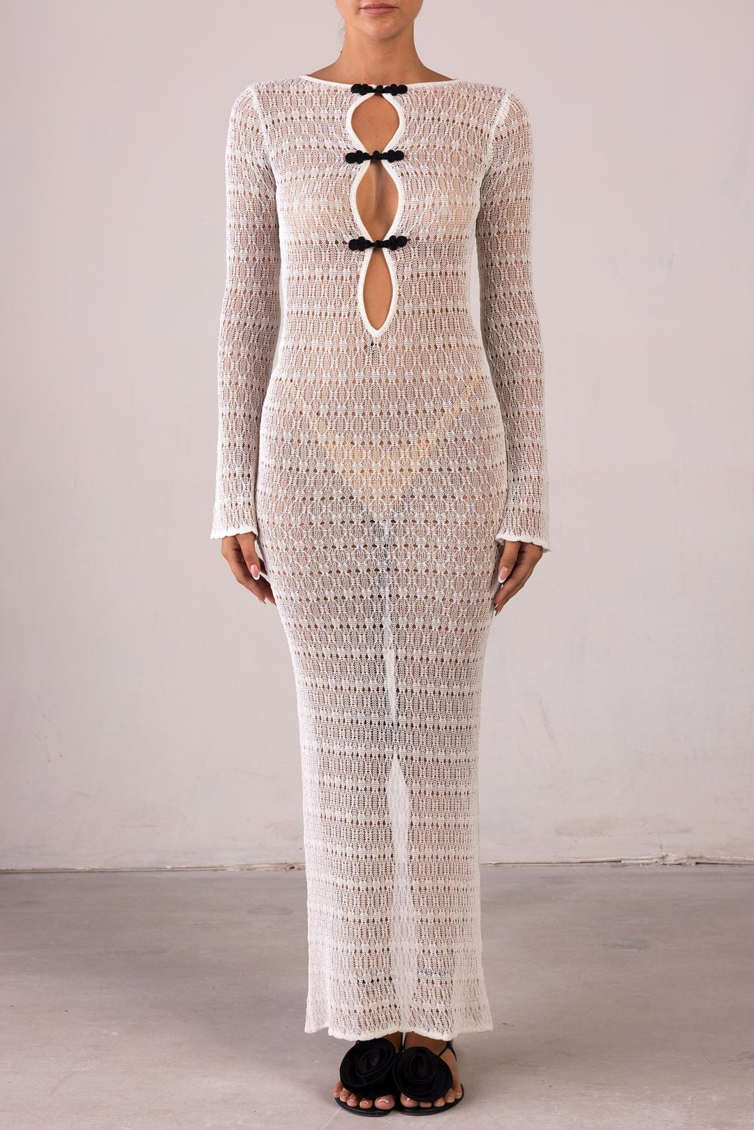 Moon 45 Hollow Out See-Through Knit Cover-Up Dress