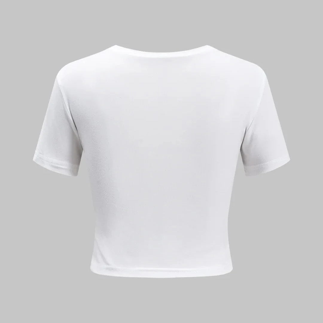 Moon 45 Letter Print Round Neck Short Sleeve T-Shirt