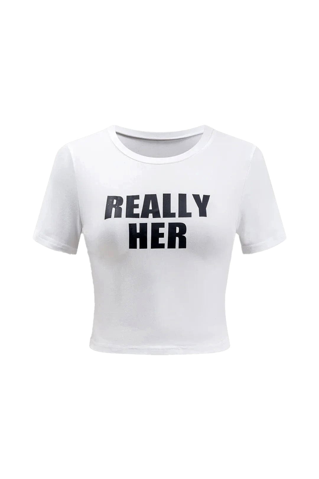 Moon 45 Letter Print Round Neck Short Sleeve T-Shirt